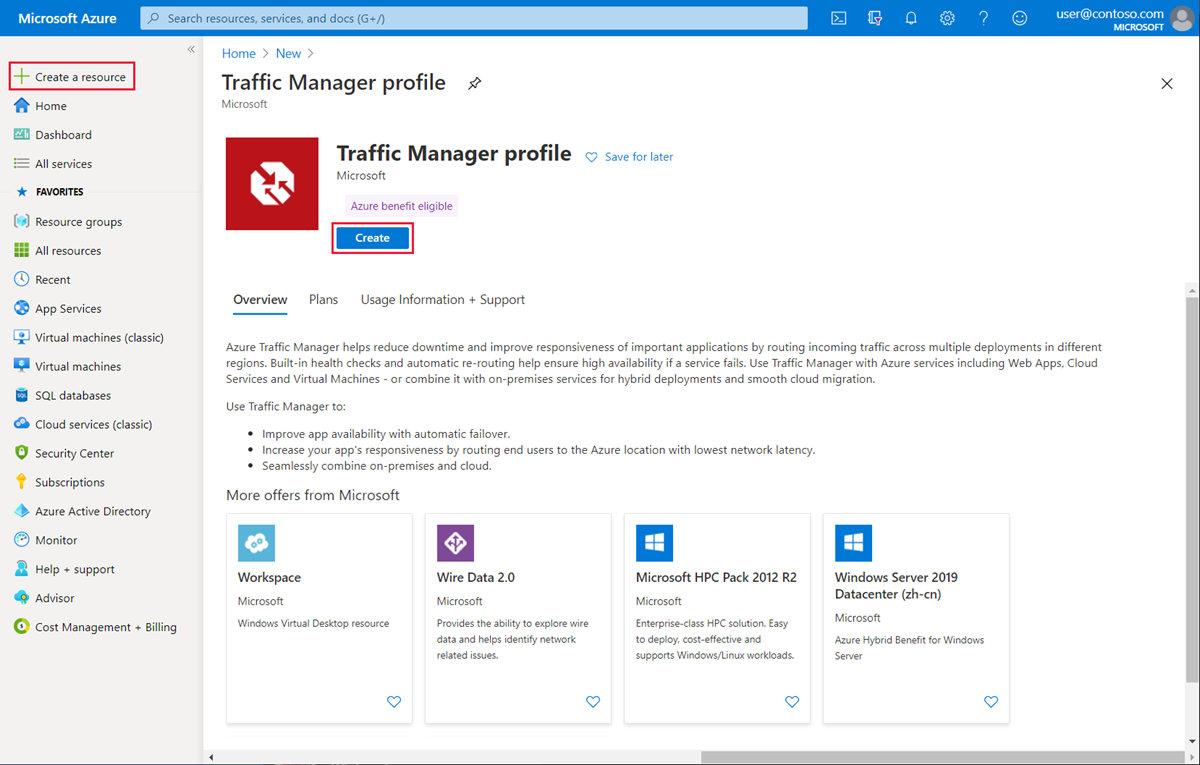 Créer un profil Traffic Manager avec routage prioritaire