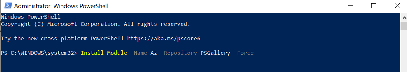 Capture d’écran montrant la commande pour installer le module.