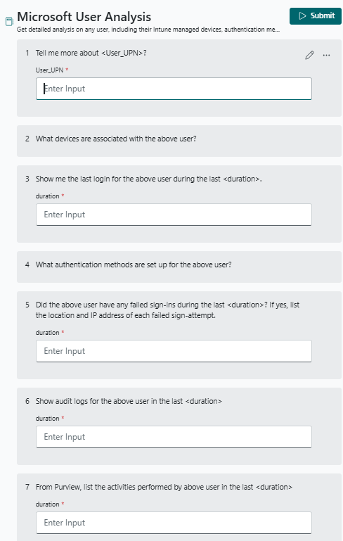Capture d’écran du manuel d’invite d’analyse des utilisateurs Microsoft.
