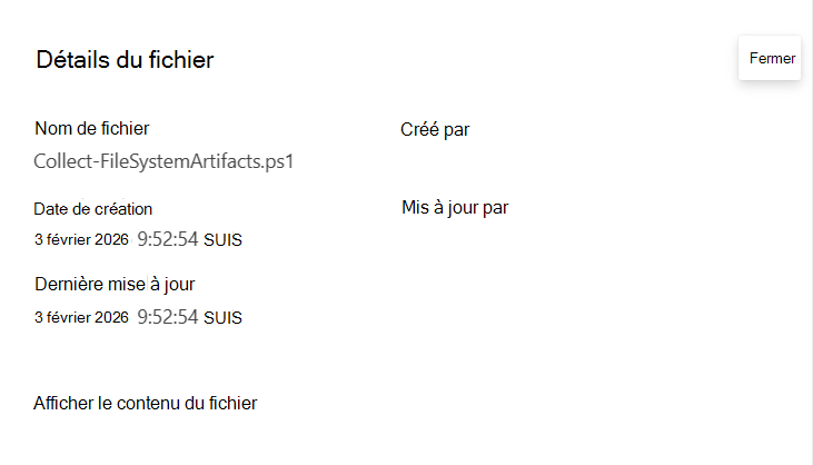 Capture d’écran de la page de gestion de bibliothèque - affichage des détails du fichier