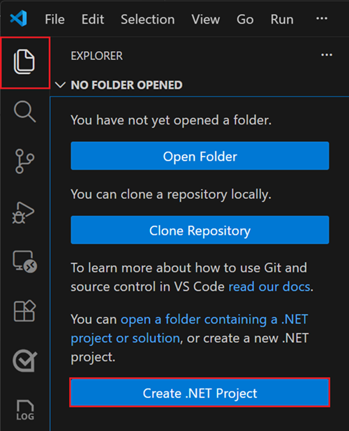  La .NET : Nouvelle commande projet dans la palette de commandes