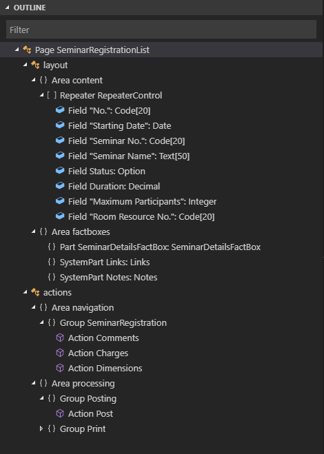 Outline view in Visual Studio Code Outline view.