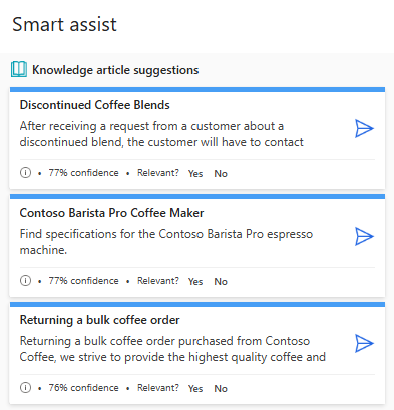 Capture d’écran des suggestions d’article de la base de connaissances