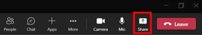 Capture d’écran du bouton de bac de partage.