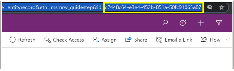 Section ID d’étape de l’URL du code QR en surbrillance Section ID d’étape de l’URL du code QR en surbrillance.