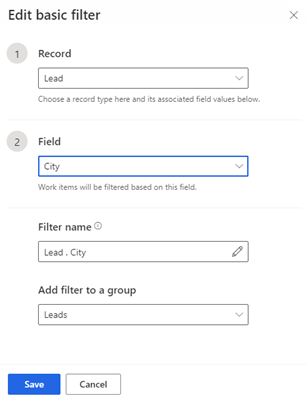 Capture d’écran de la modification d’un filtre de base.