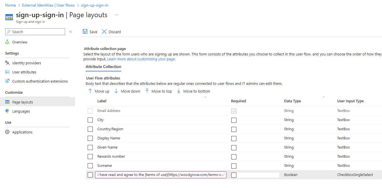 Capture d’écran de la mise à jour de l’étiquette de case à cocher dans les options de mise en page.