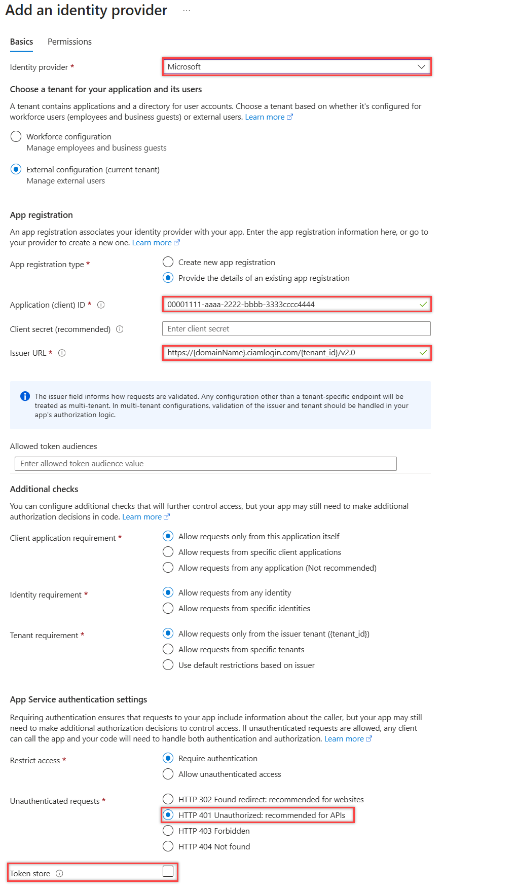 Capture d’écran montrant comment ajouter une authentification à votre application de fonction.