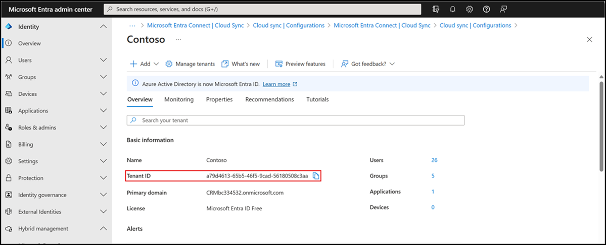 Obtenir l’ID du locataire à partir du centre d’administration Microsoft Entra