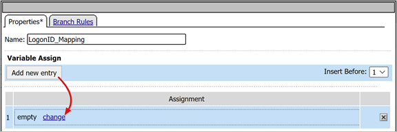 Capture d’écran des options Add new entry et change.