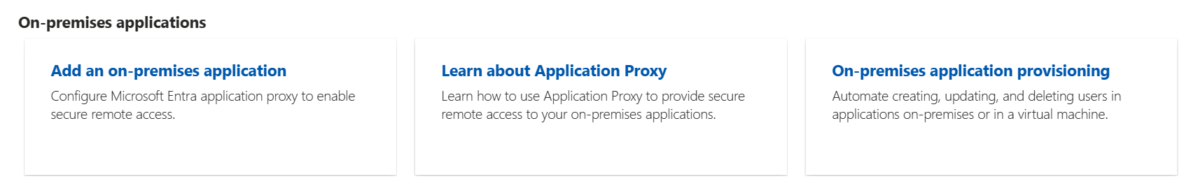 Capture d’écran montrant les options d’application locale dans le volet de la galerie d’applications Microsoft Entra dans le centre d’administration Microsoft Entra.