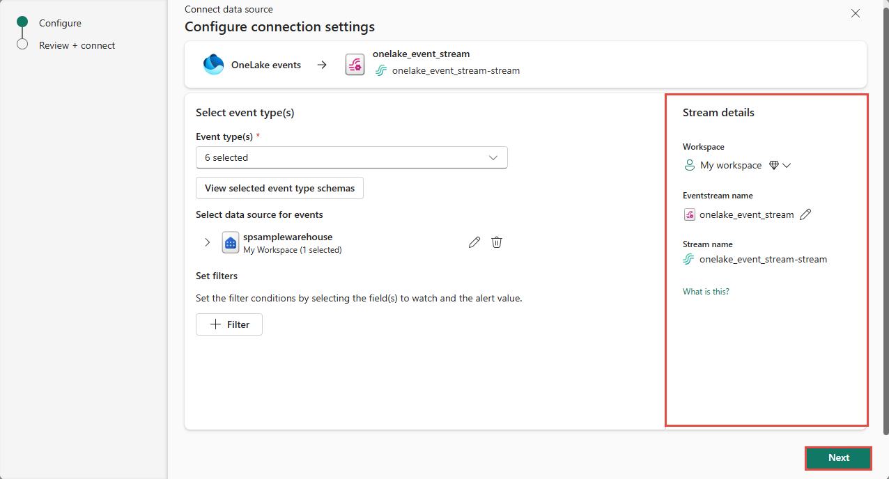 Capture d’écran montrant la sélection du bouton Suivant.