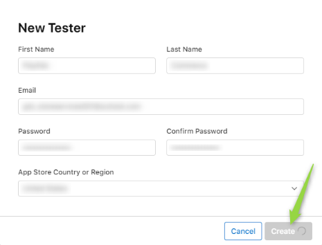New test user form