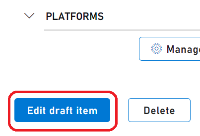 Edit draft item button