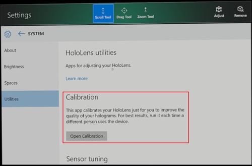 Lancement de l’application d’étalonnage à partir de l’application paramètres.