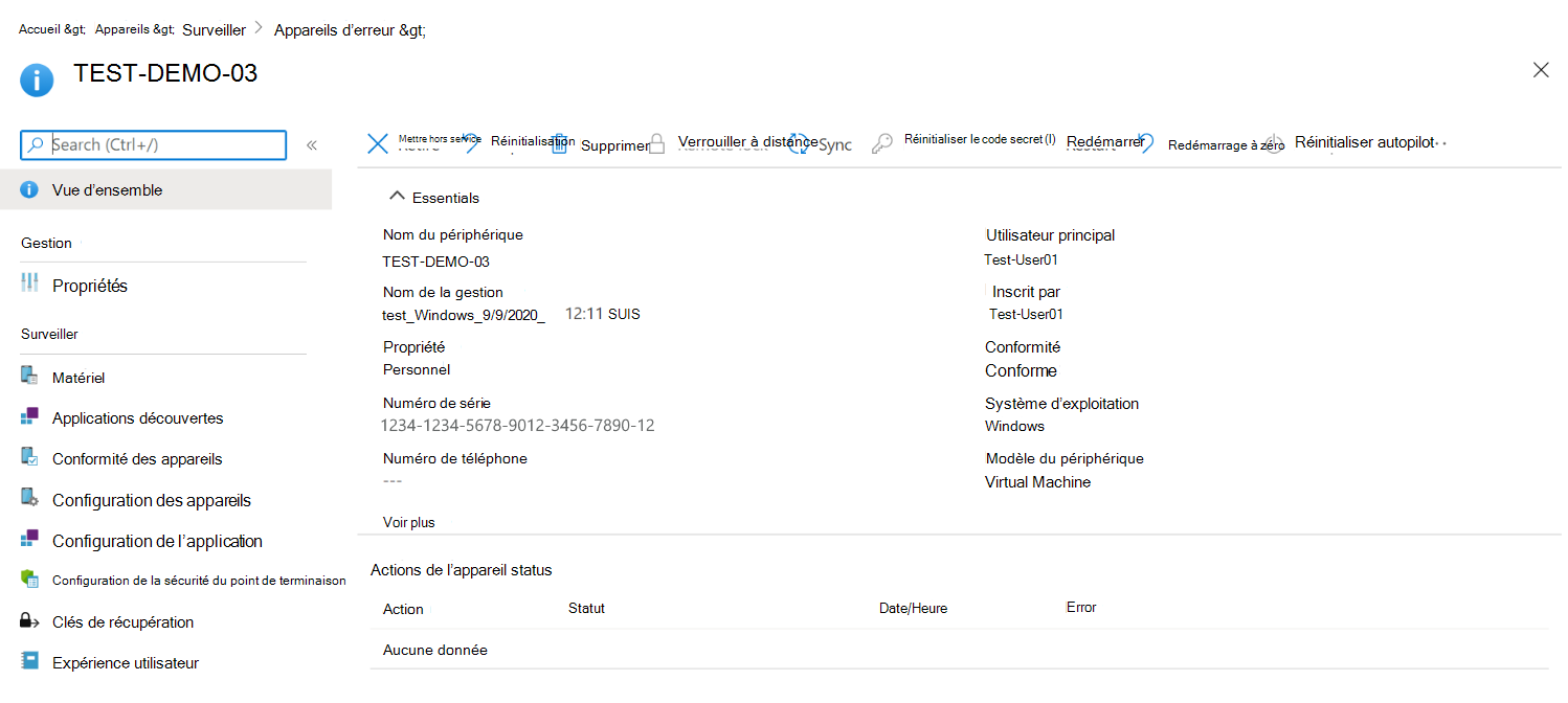 Afficher la page de l’appareil