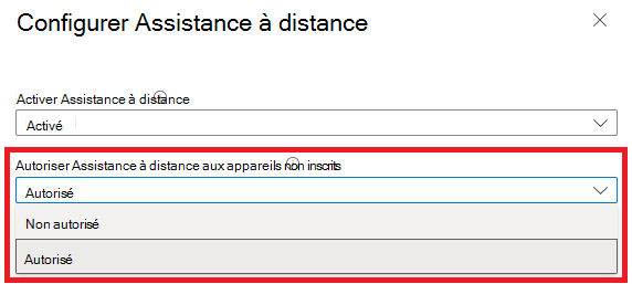 Capture d’écran de l’option permettant d’activer les appareils non inscrits