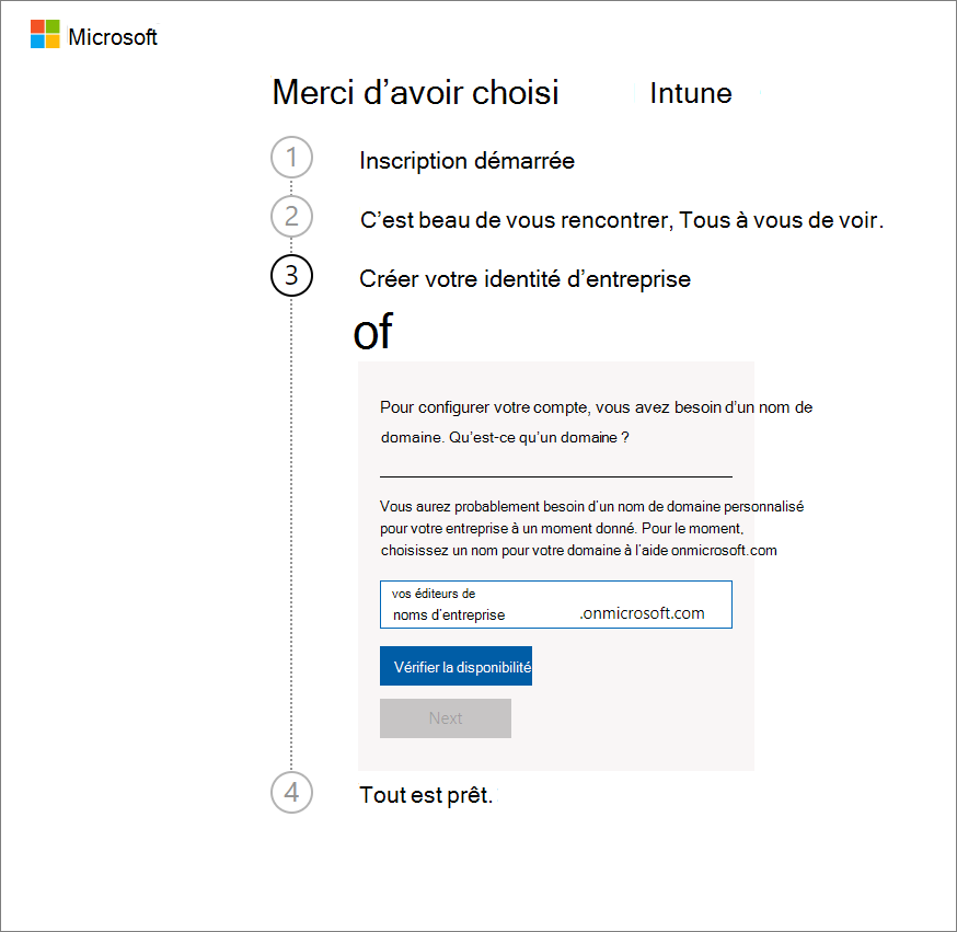 Capture d’écran de la page de configuration du compte Microsoft Intune - Se connecter