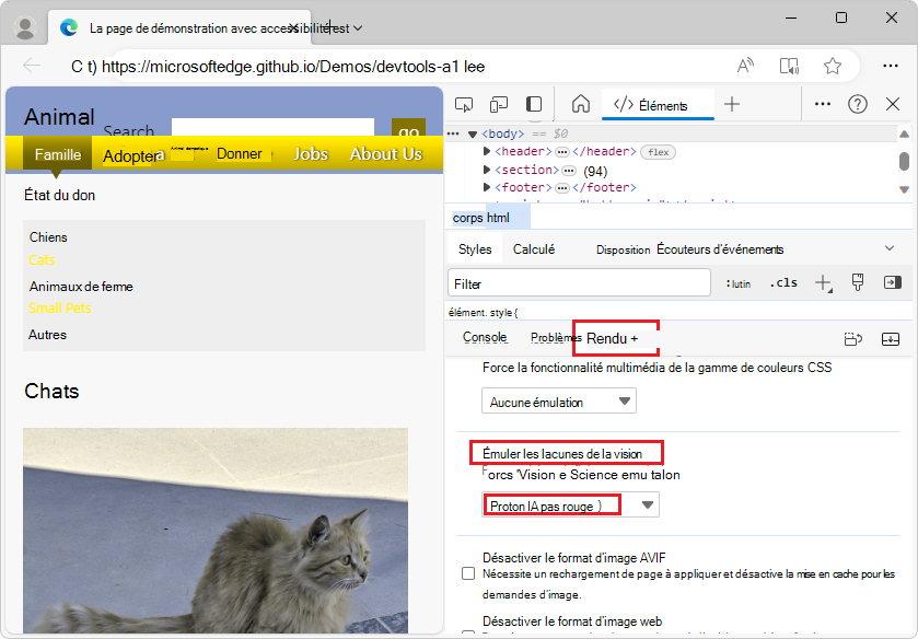 Affichage du document comme une personne atteinte de protanopia le verrait