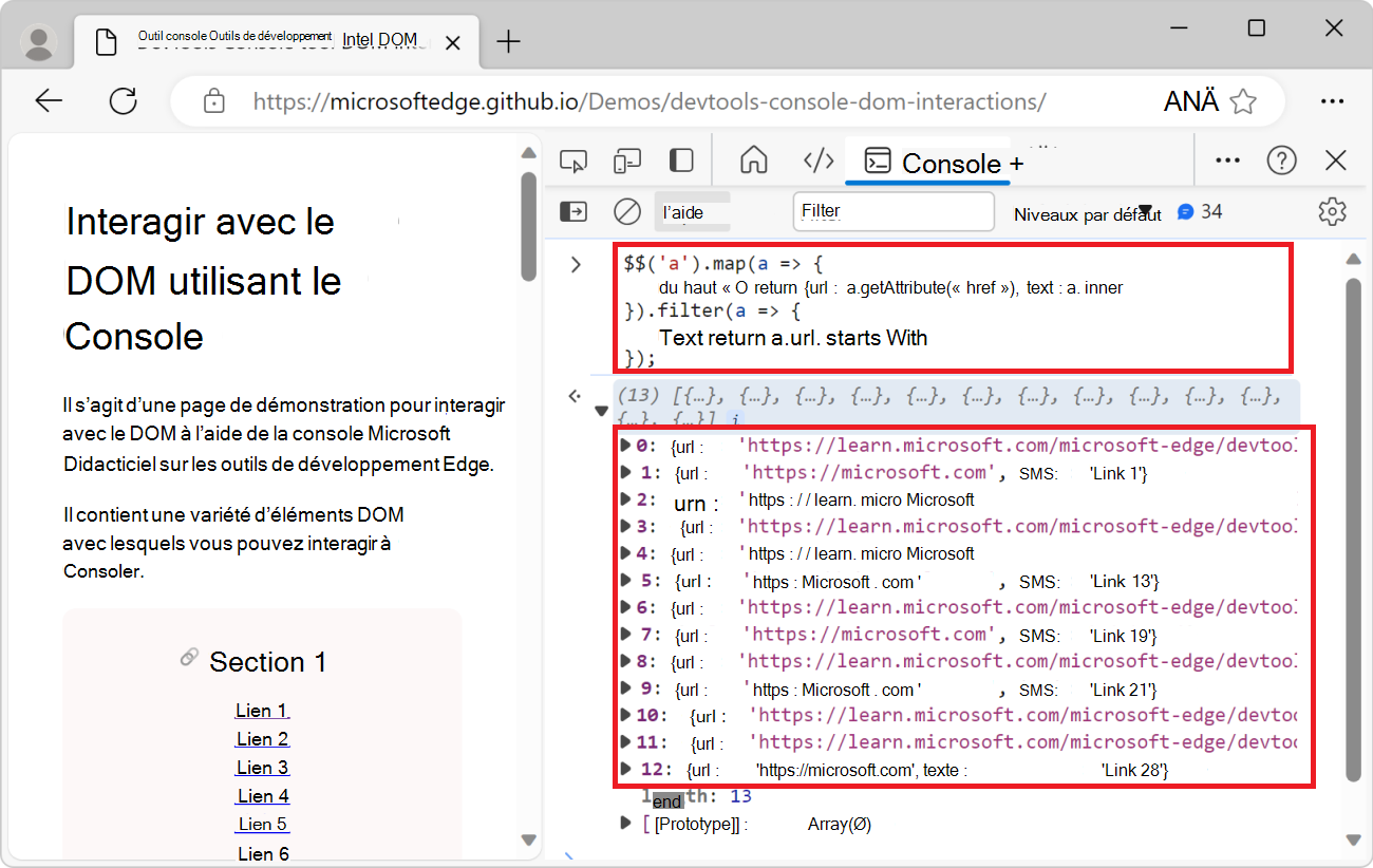 Liste des liens externes sur la page