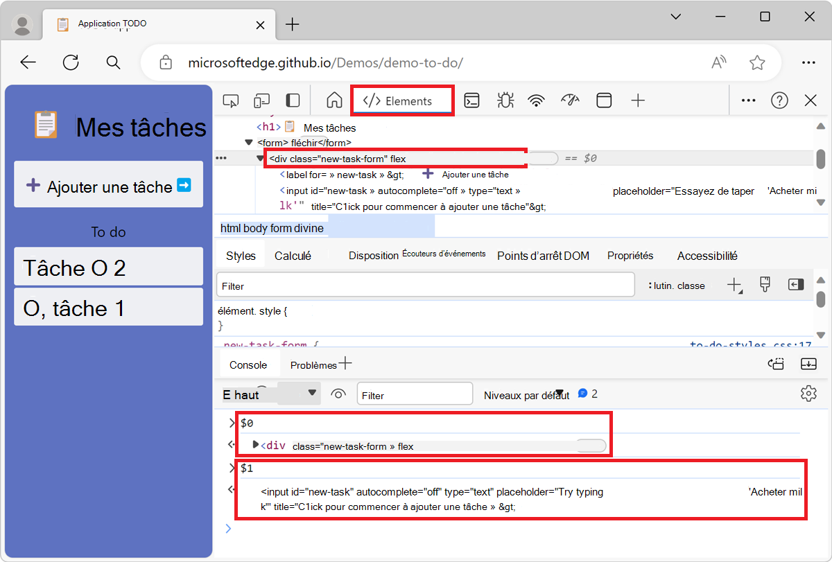 Résultat de l’évaluation des commandes $0 et $1