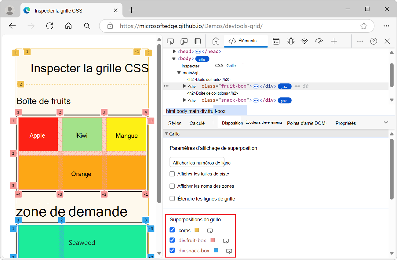 Activer les vues de superposition de plusieurs grilles