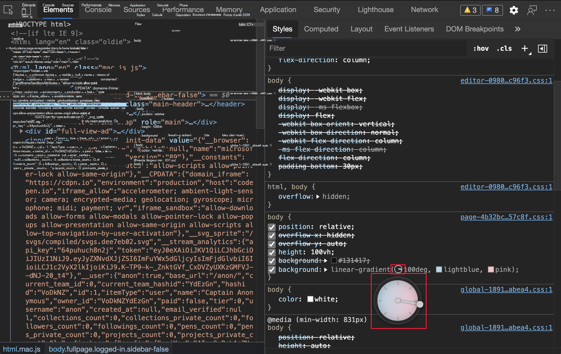 Aperçu de l’angle