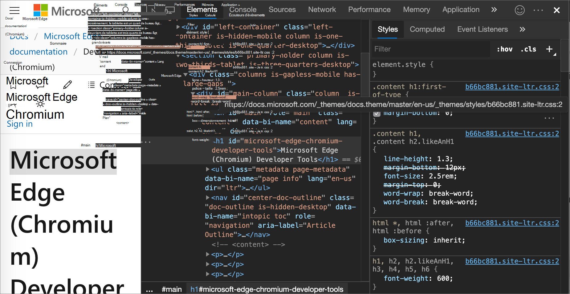 Affichage de la feuille de style où une règle est définie