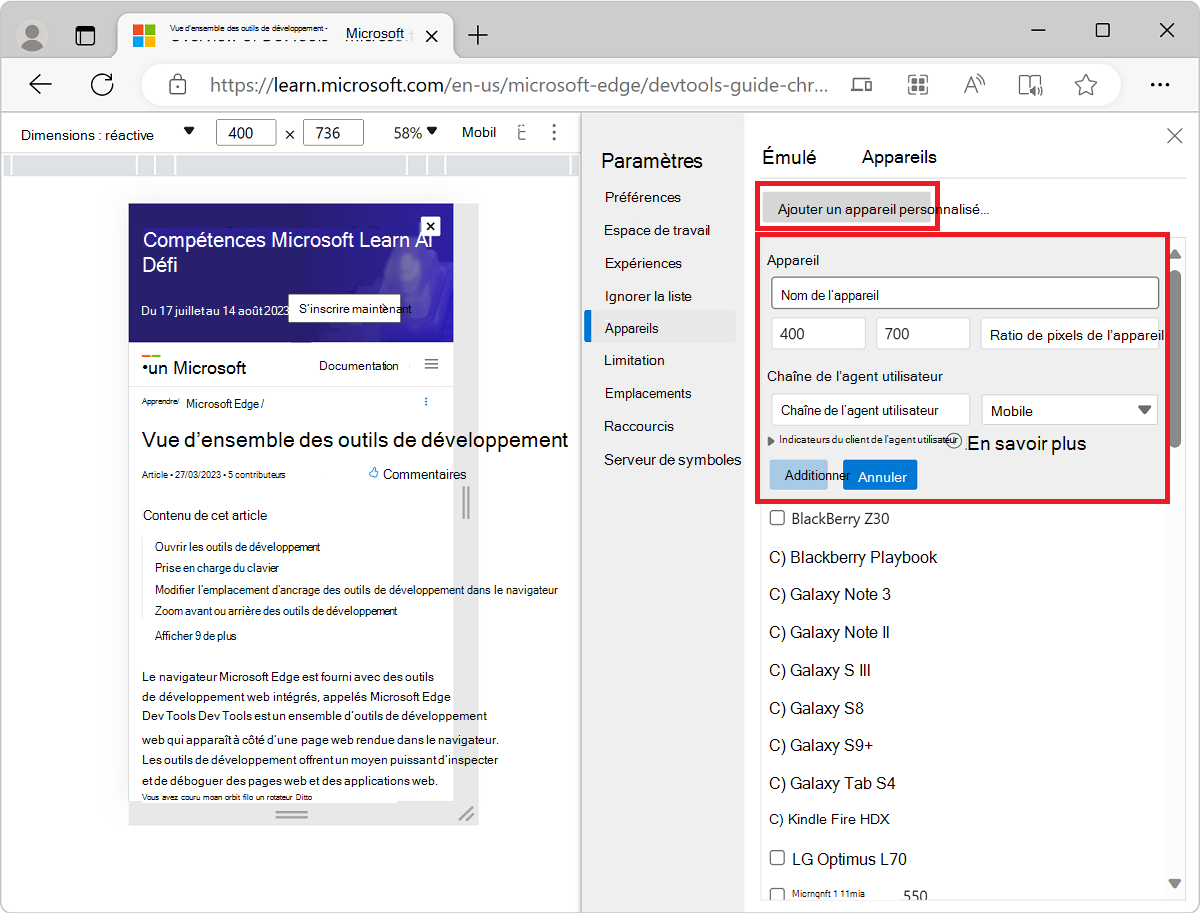 Ajout d’un appareil personnalisé