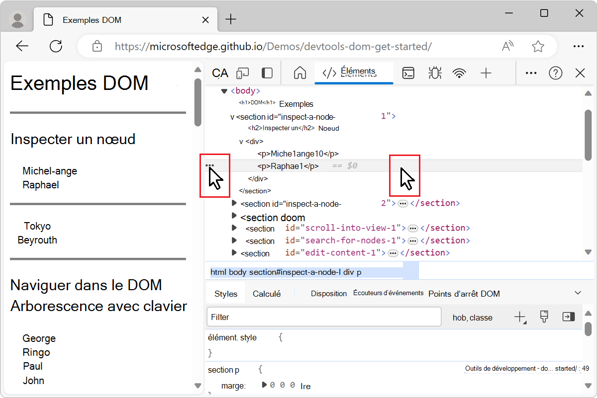 Où cliquer si toutes les options ne sont pas affichées