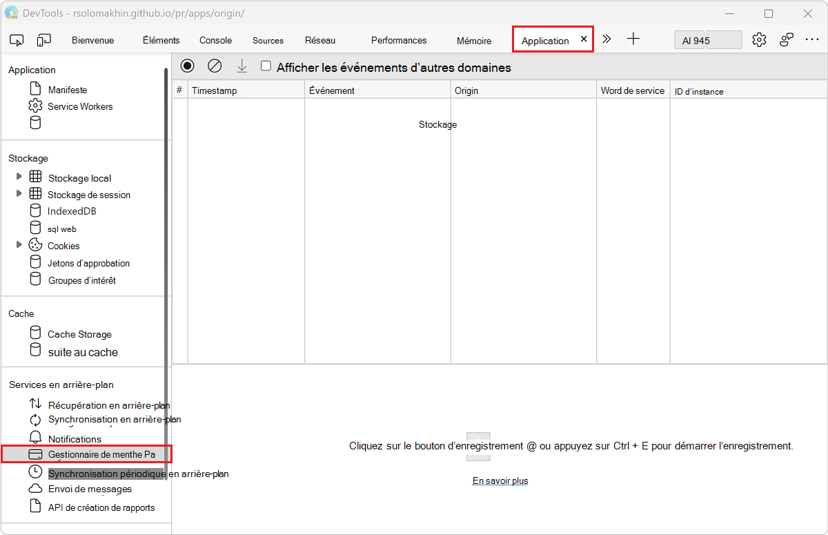 Volet Gestionnaire de paiement