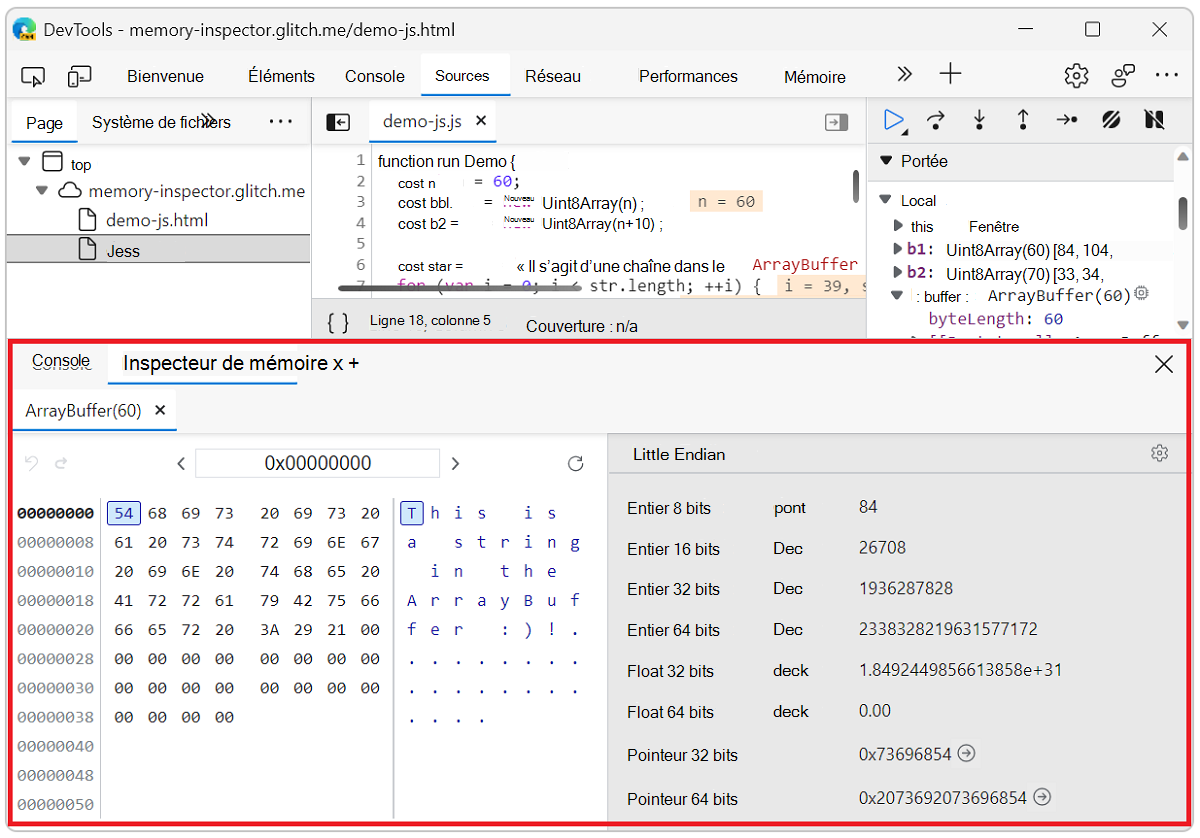 Panneau Inspecteur de mémoire