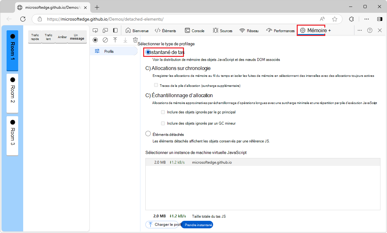 Ouvrir l’outil Mémoire