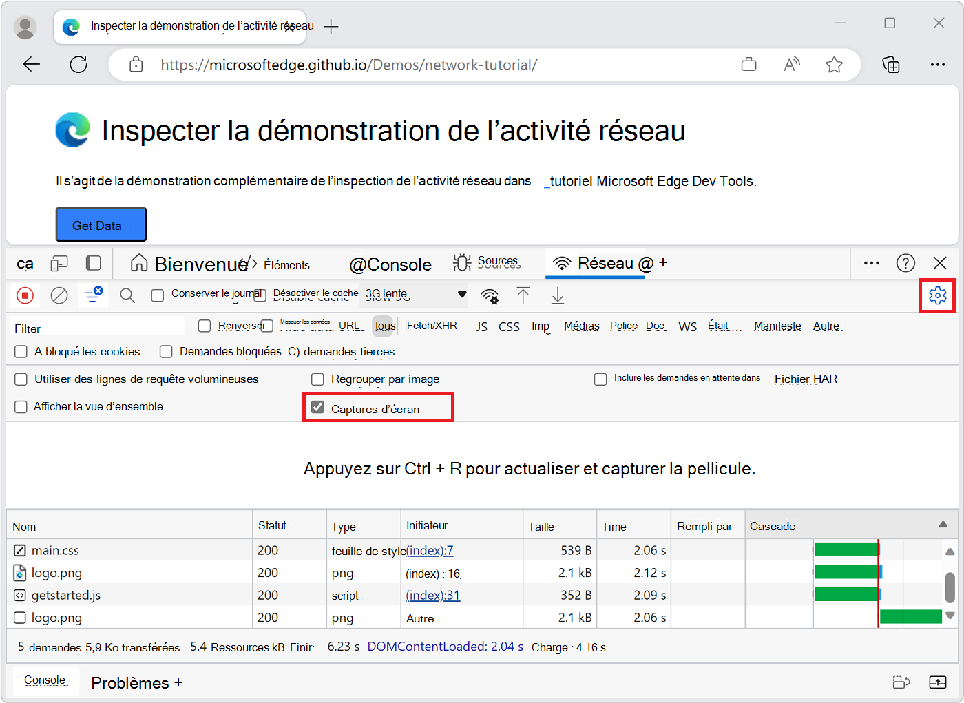 Case Capture d’écran dans les paramètres réseau
