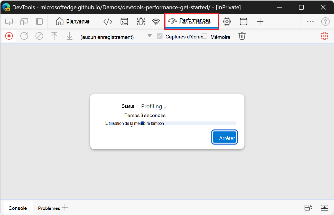 Profiler la page web