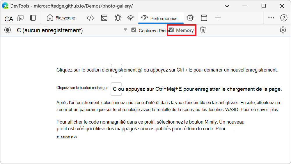 Case à cocher Mémoire