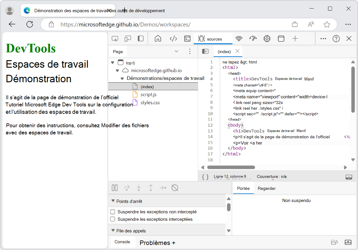 Éditeur HTML de l’outil Sources