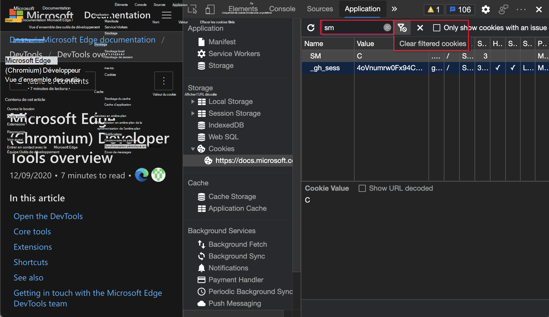 Effacer uniquement les cookies visibles
