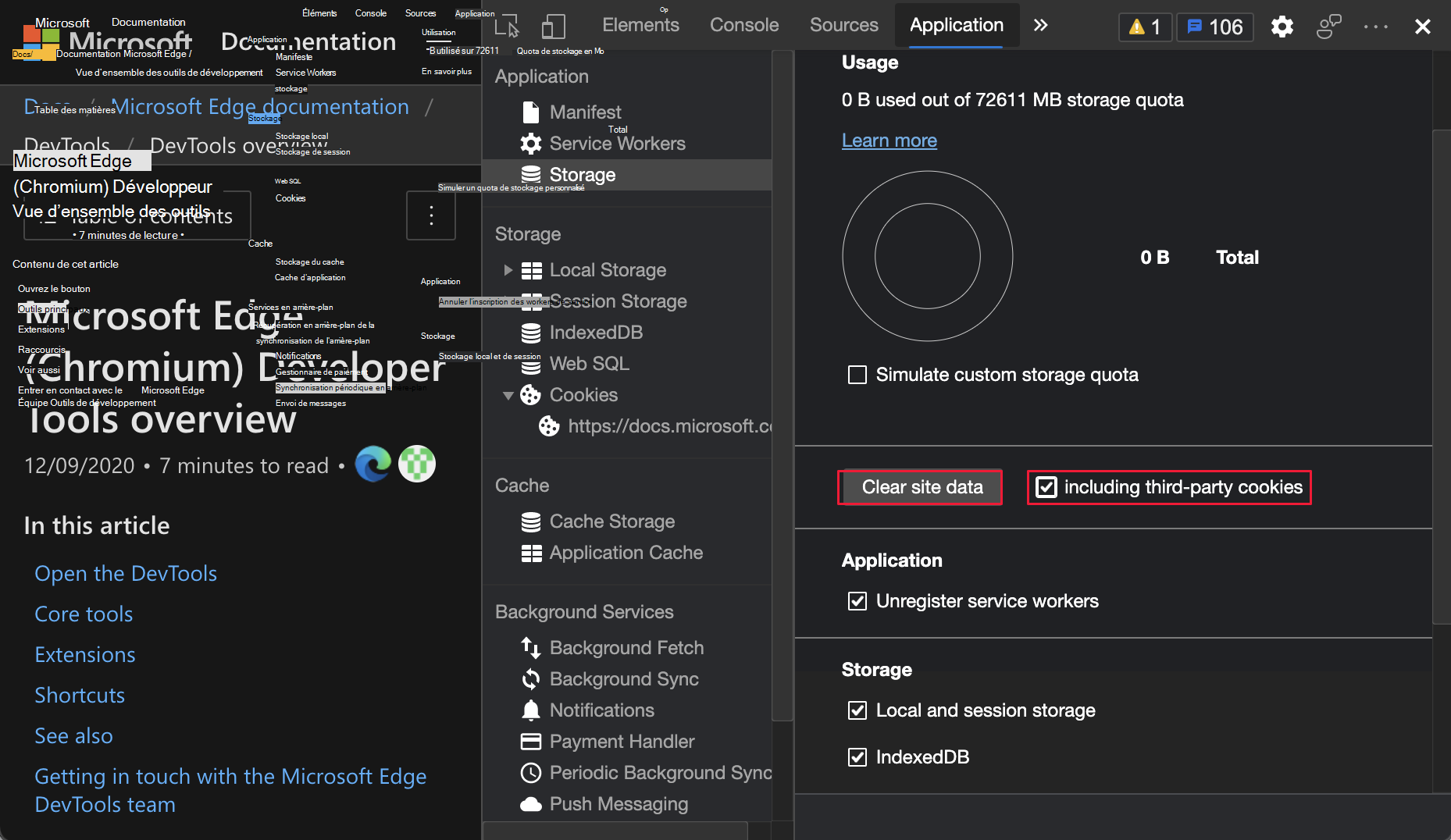 Option permettant d’effacer les cookies tiers