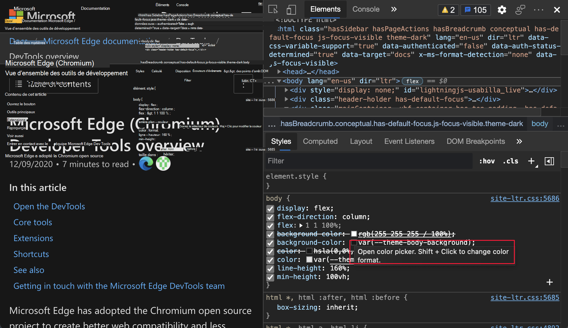 Sélecteurs de couleurs pour les propriétés CSS personnalisées