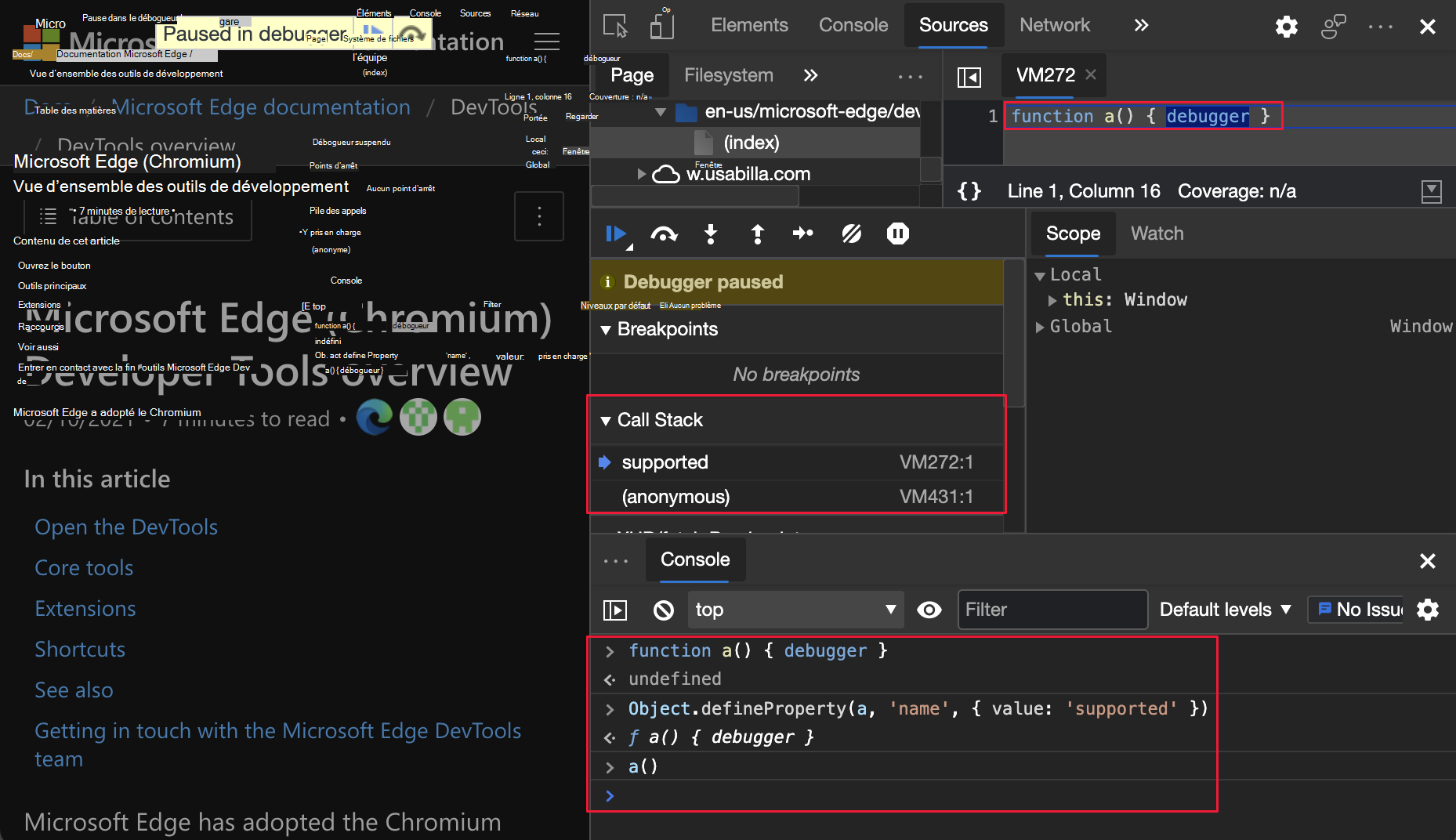 Exemple de propriété fn.name pour contrôler les noms de débogage des fonctions