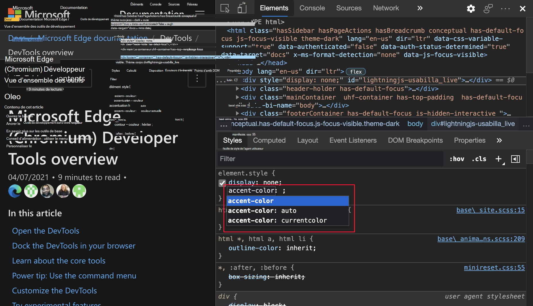 La couleur d’accentuation css mot clé