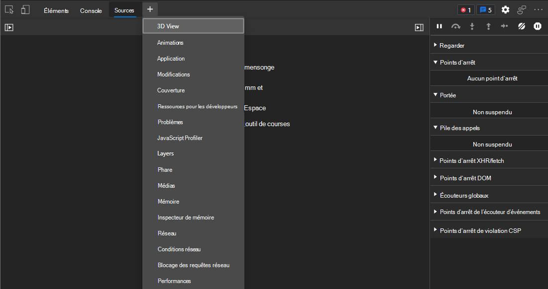 Menu Autres outils
