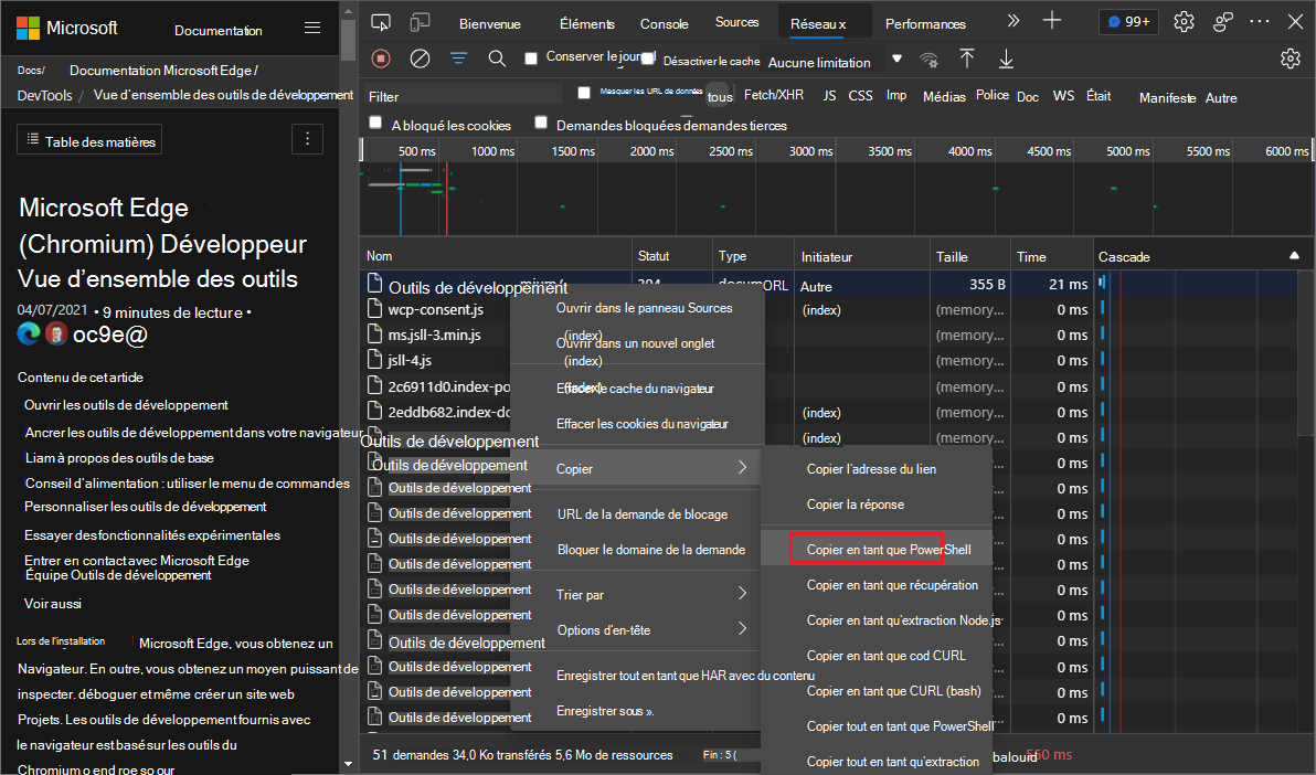 Commande Copier en tant que PowerShell