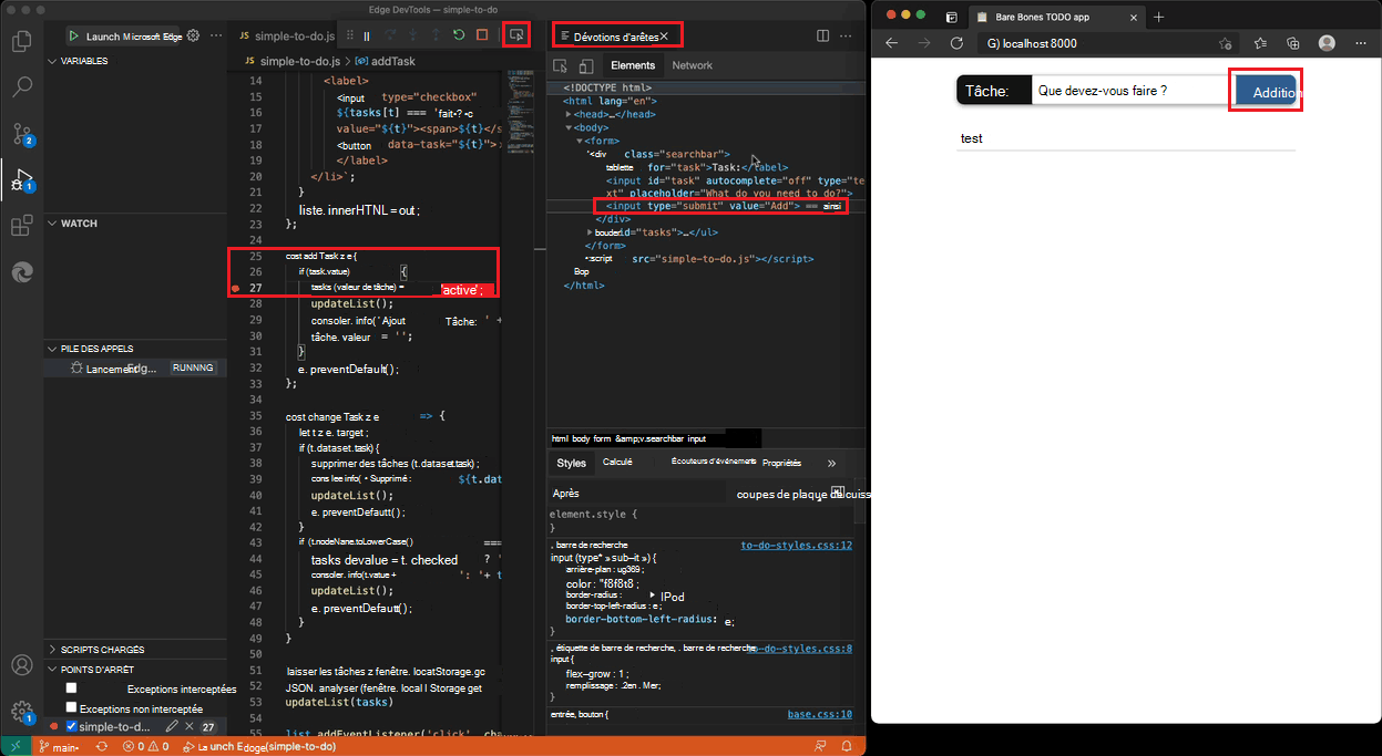Extension DevTools intégrée au workflow du débogueur Visual Studio Code