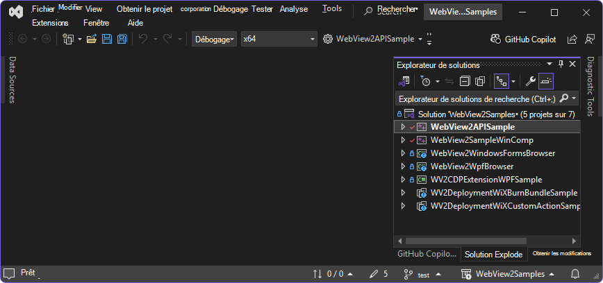 Tous les projets de la solution dans Explorateur de solutions