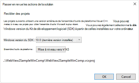 Boîte de dialogue « Passer en revue les actions de solution »
