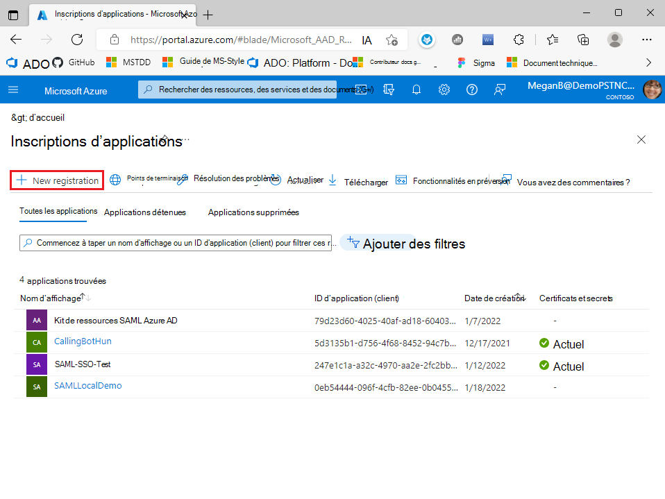 Capture d’écran montrant la nouvelle page d’inscription dans Microsoft Entra centre d’administration.