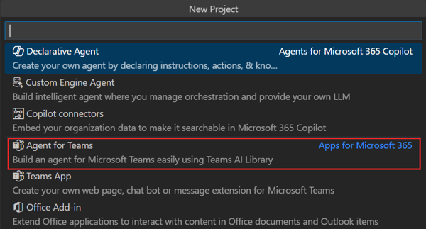 Capture d’écran montrant les modèles d’application Agents Toolkit.