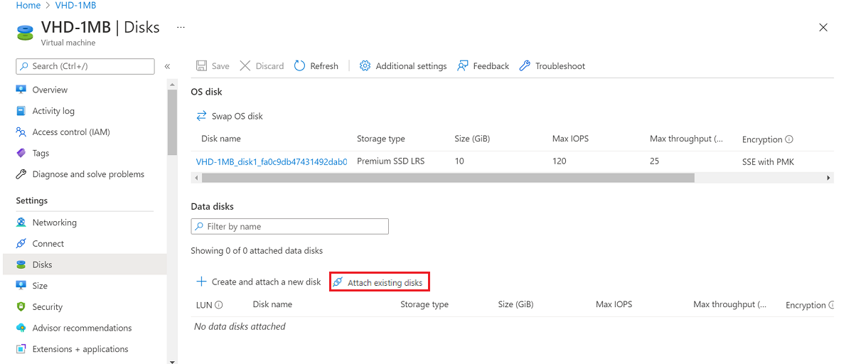 Capture d’écran montrant comment ajouter un disque de données à votre disque dur virtuel.